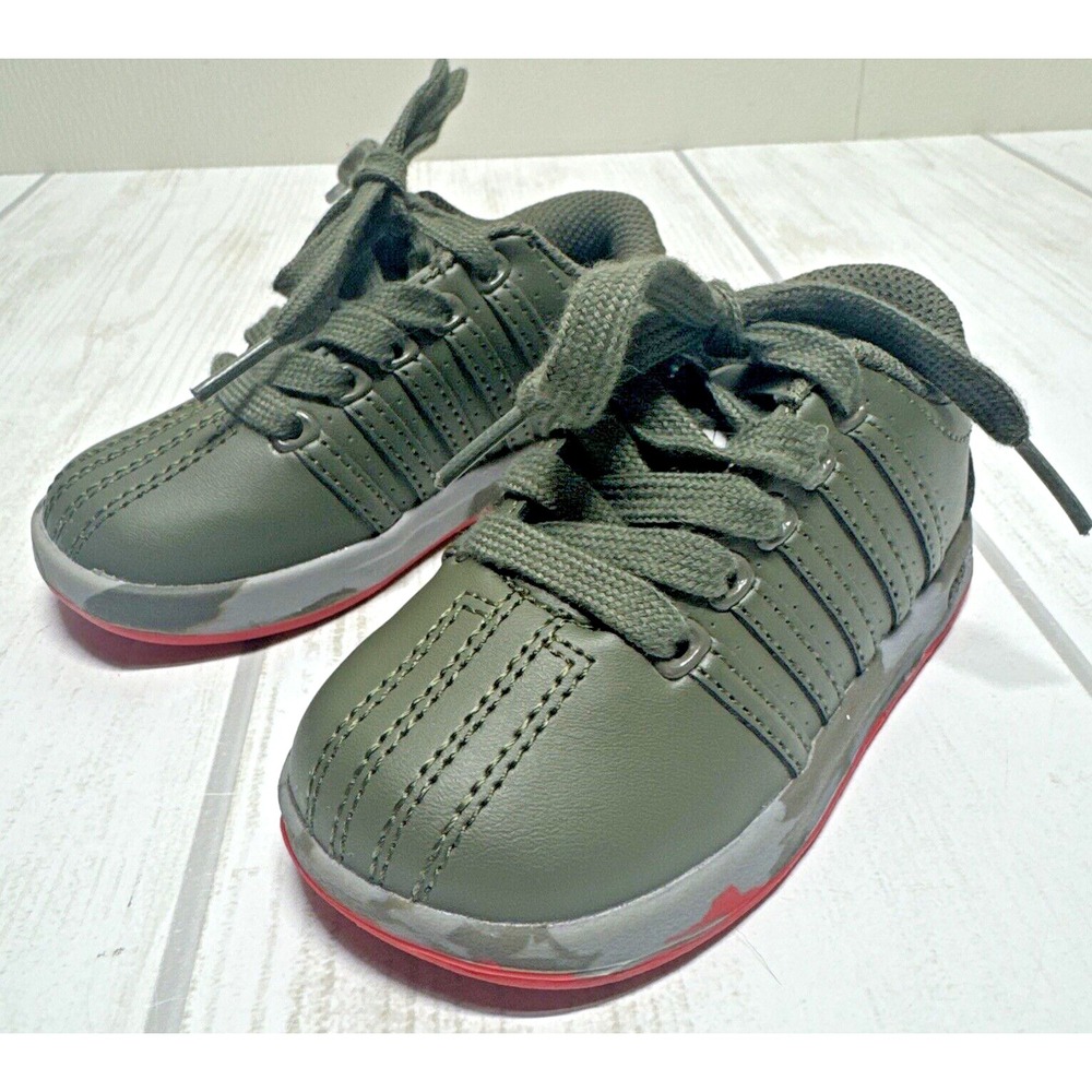 K-Swiss Infant Toddler Kids Leather Shoes Sz. 6 Olive Green Camo